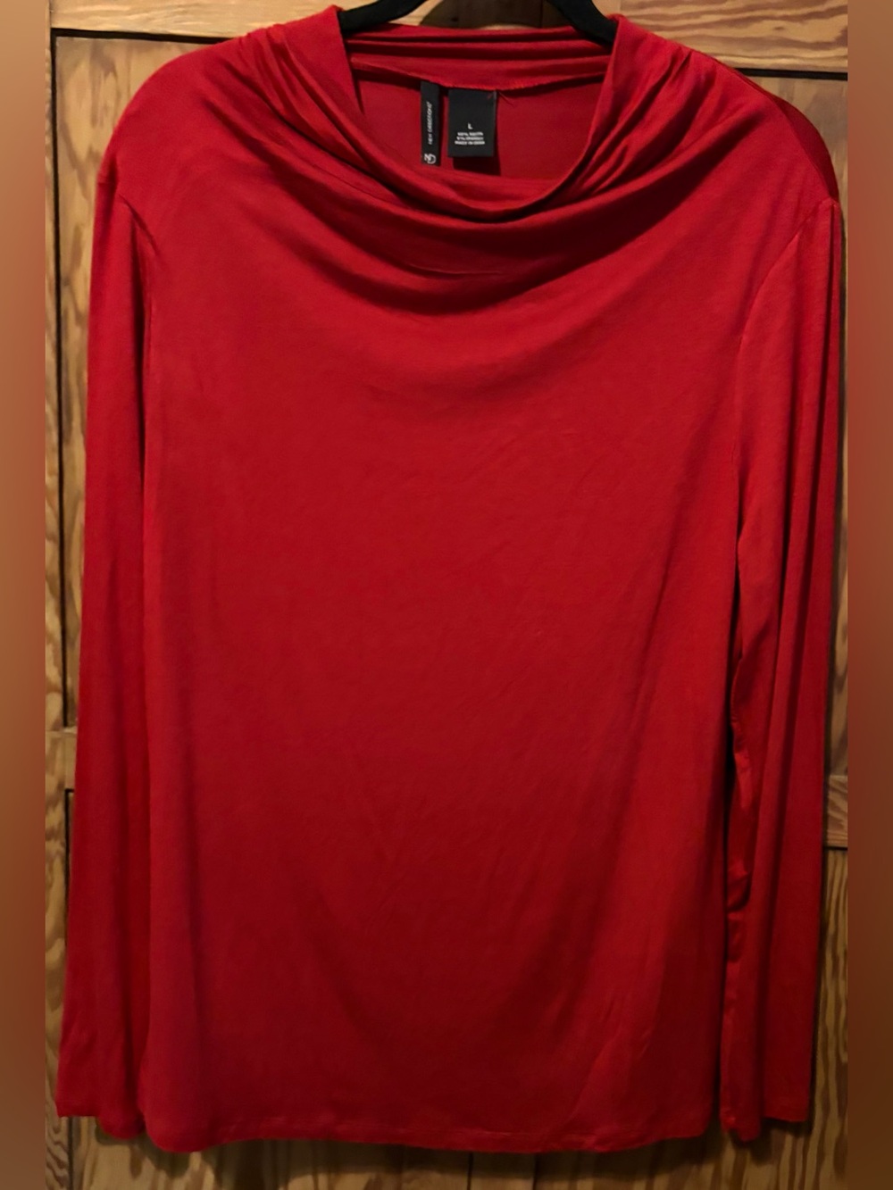 new directions Red Cowl Neck Long-Sleeve Top size large. Like new.